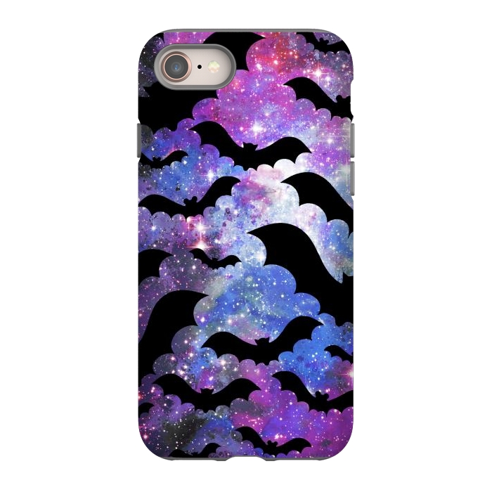 iPhone SE StrongFit Flying bats and starry night sky - purple-blue night sky by Oana 