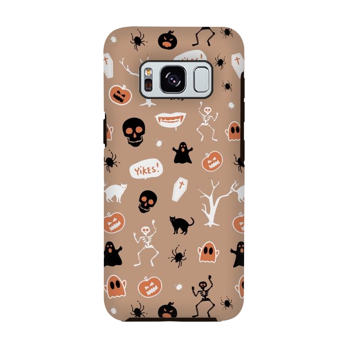 Galaxy S8 StrongFit Halloween Monster pattern - cute Halloween stickers - skull, pumpkin, black cat, ghost by Oana 