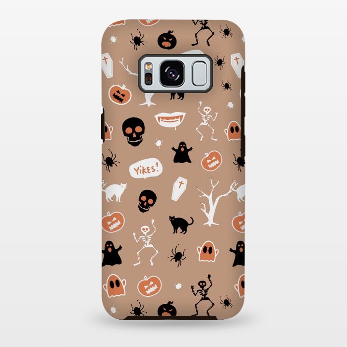 Galaxy S8 plus StrongFit Halloween Monster pattern - cute Halloween stickers - skull, pumpkin, black cat, ghost by Oana 
