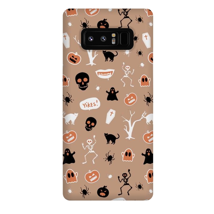 Galaxy Note 8 StrongFit Halloween Monster pattern - cute Halloween stickers - skull, pumpkin, black cat, ghost by Oana 