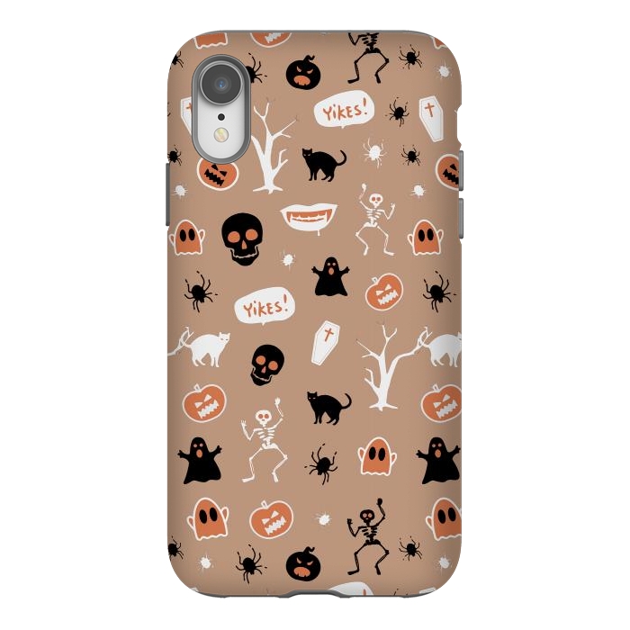 iPhone Xr StrongFit Halloween Monster pattern - cute Halloween stickers - skull, pumpkin, black cat, ghost by Oana 