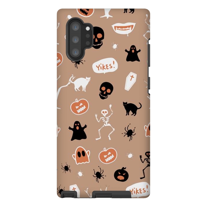 Galaxy Note 10 plus StrongFit Halloween Monster pattern - cute Halloween stickers - skull, pumpkin, black cat, ghost by Oana 