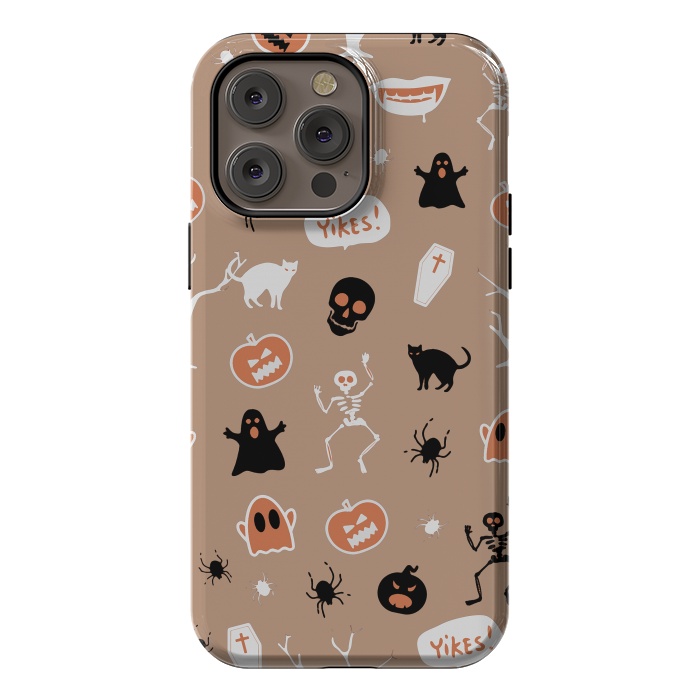 iPhone 14 Pro max StrongFit Halloween Monster pattern - cute Halloween stickers - skull, pumpkin, black cat, ghost by Oana 
