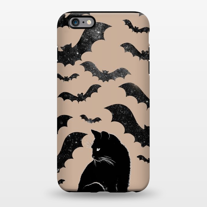 iPhone 6/6s plus StrongFit Black cats and night sky bats - Halloween witchy illustration by Oana 