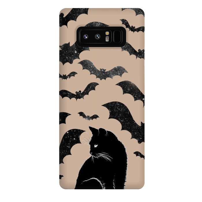 Galaxy Note 8 StrongFit Black cats and night sky bats - Halloween witchy illustration by Oana 