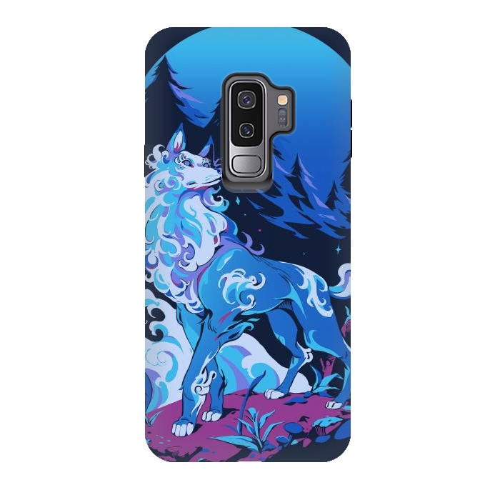 Galaxy S9 plus StrongFit Spiritual Aqua Wolf by Ilustrata
