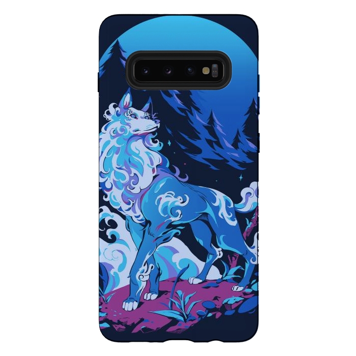 Galaxy S10 plus StrongFit Spiritual Aqua Wolf by Ilustrata