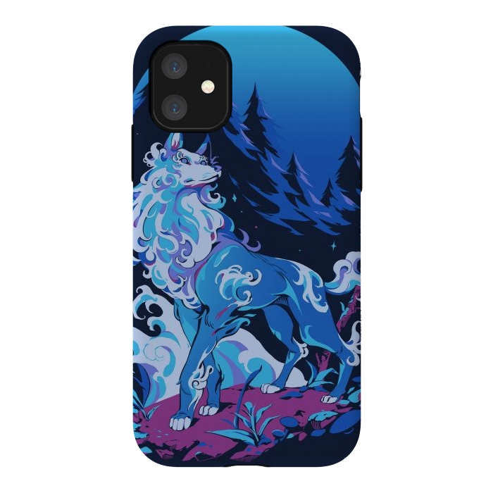 iPhone 11 StrongFit Spiritual Aqua Wolf by Ilustrata