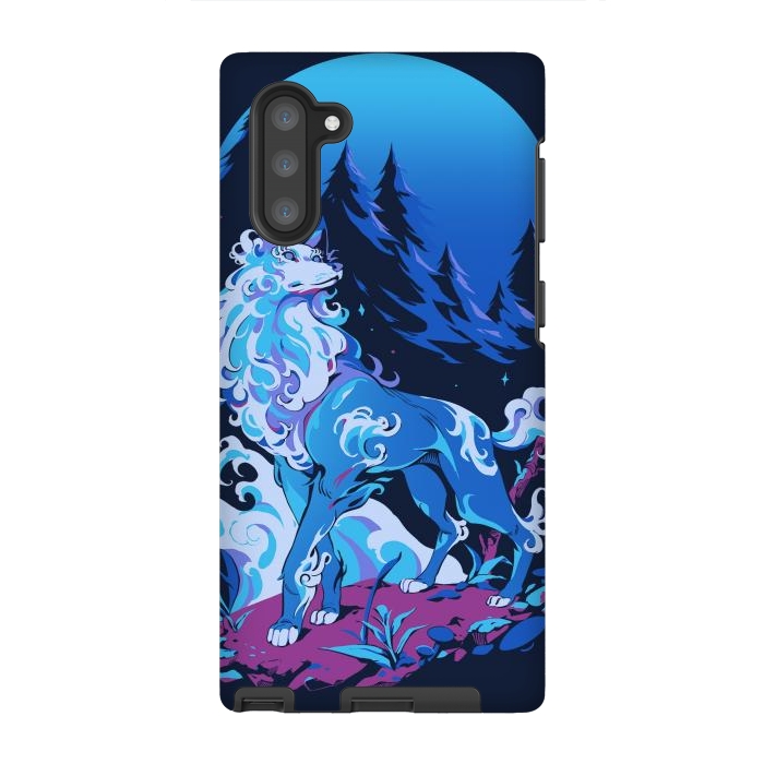 Galaxy Note 10 StrongFit Spiritual Aqua Wolf by Ilustrata