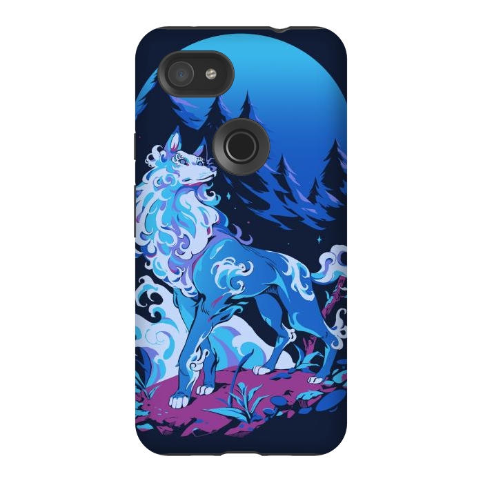 Pixel 3AXL StrongFit Spiritual Aqua Wolf by Ilustrata