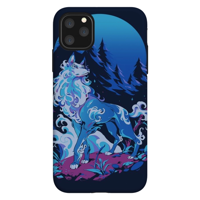 iPhone 11 Pro Max StrongFit Spiritual Aqua Wolf by Ilustrata