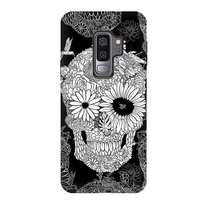 Galaxy S9 plus StrongFit Skull Flowers by Alberto