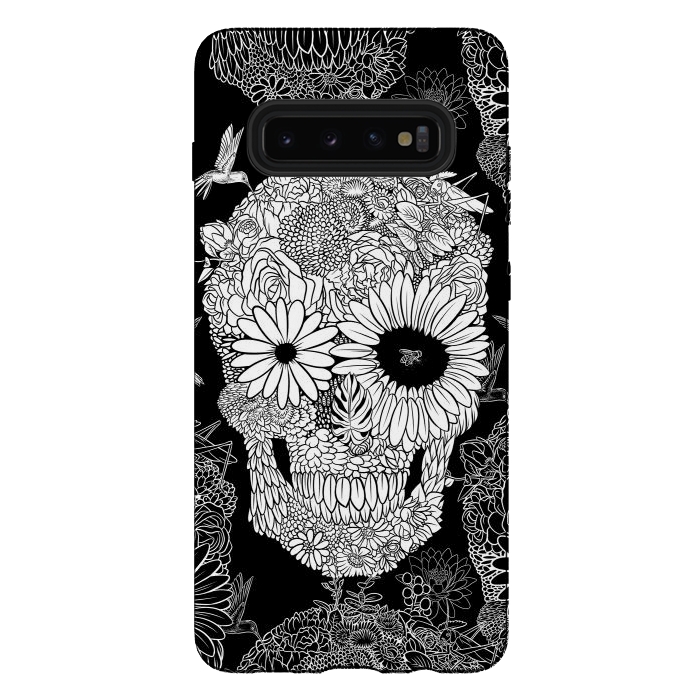 Galaxy S10 plus StrongFit Skull Flowers by Alberto