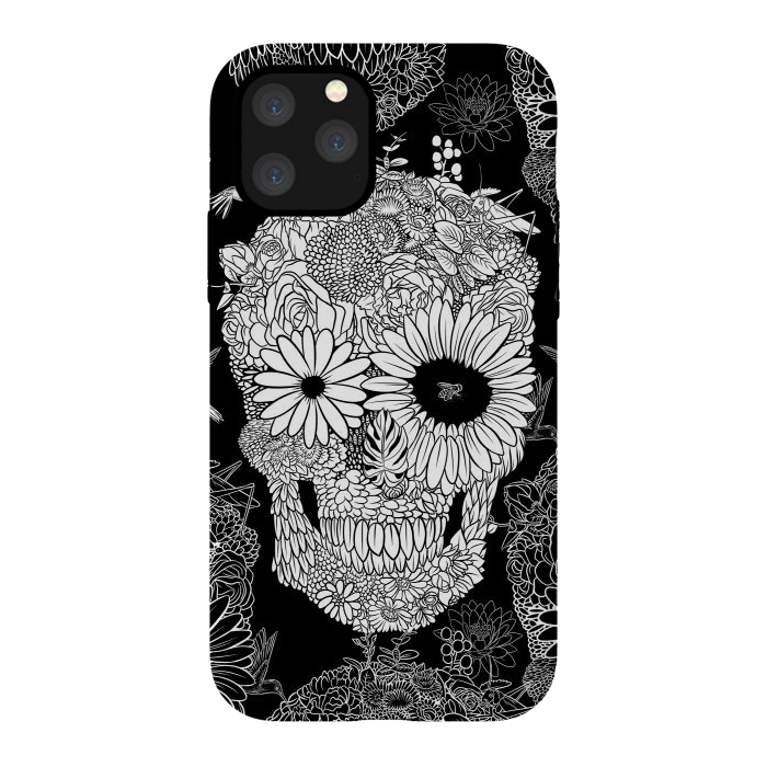 iPhone 11 Pro StrongFit Skull Flowers by Alberto