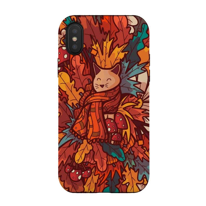 iPhone Xs / X StrongFit Cosy autumn cat by Steve Wade (Swade)