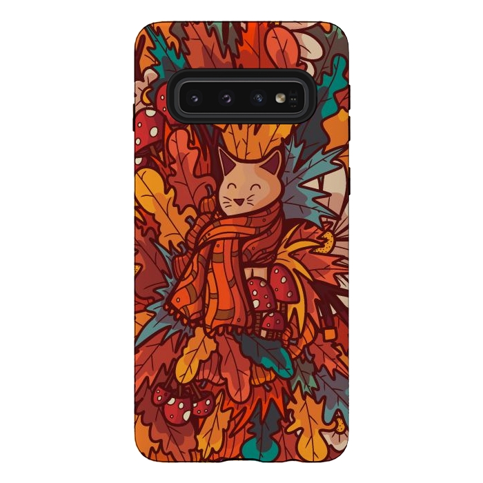 Galaxy S10 StrongFit Cosy autumn cat by Steve Wade (Swade)