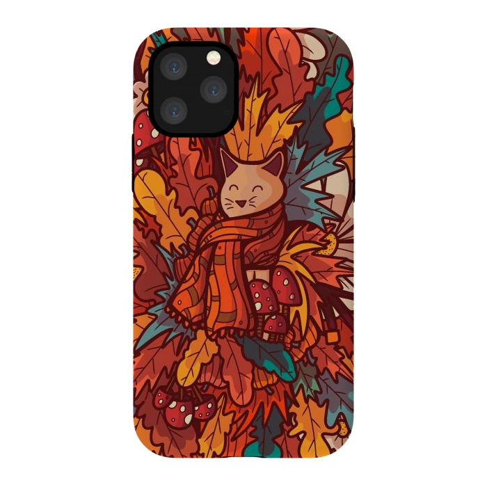 iPhone 11 Pro StrongFit Cosy autumn cat by Steve Wade (Swade)
