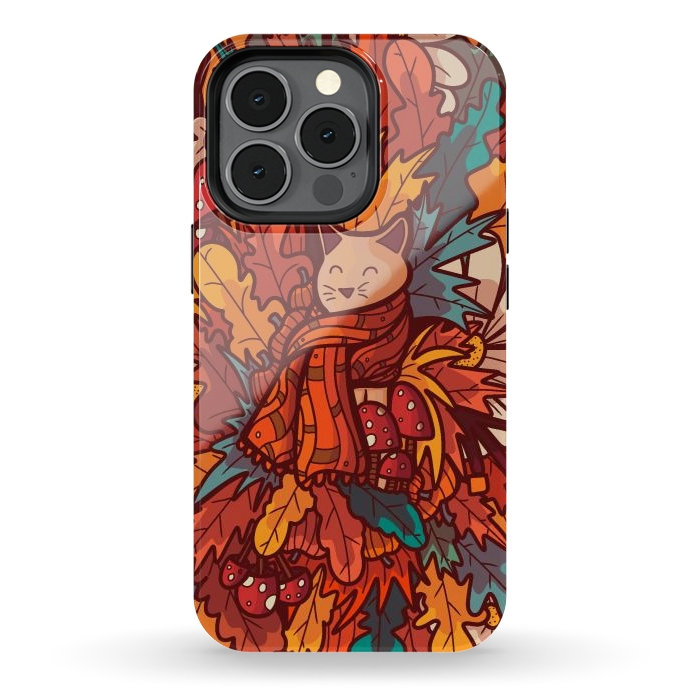 iPhone 13 pro StrongFit Cosy autumn cat by Steve Wade (Swade)