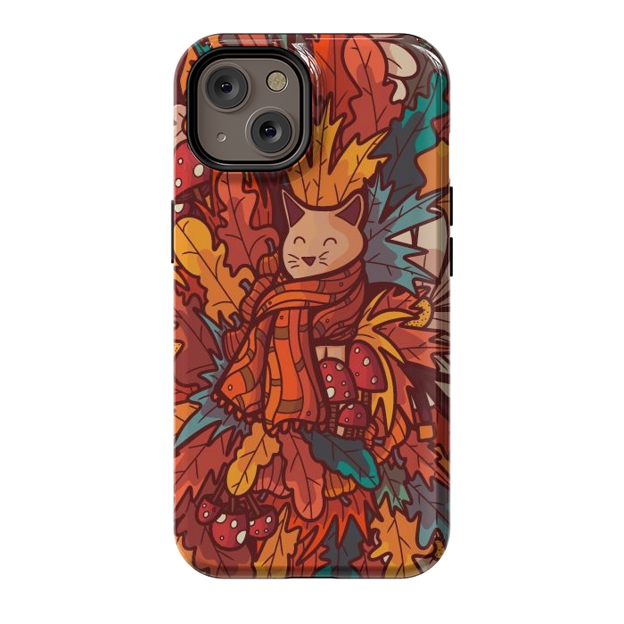 iPhone 14 StrongFit Cosy autumn cat by Steve Wade (Swade)
