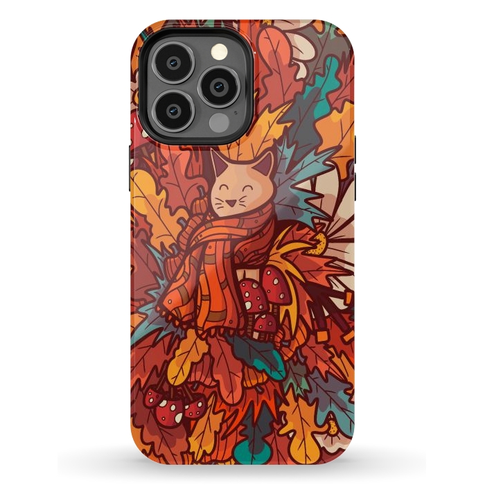iPhone 13 Pro Max StrongFit Cosy autumn cat by Steve Wade (Swade)