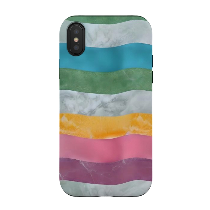 iPhone Xs / X StrongFit Colorful marble Waves  by Winston