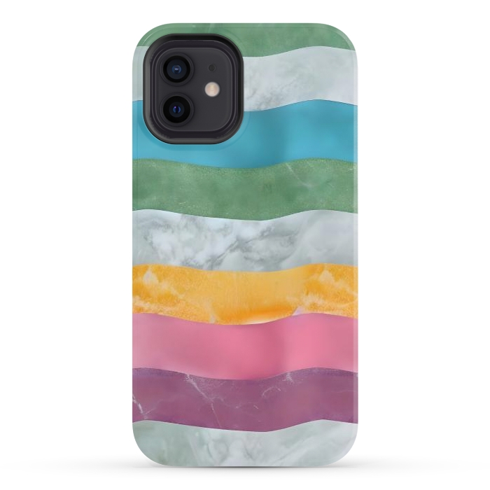 iPhone 12 StrongFit Colorful marble Waves  by Winston