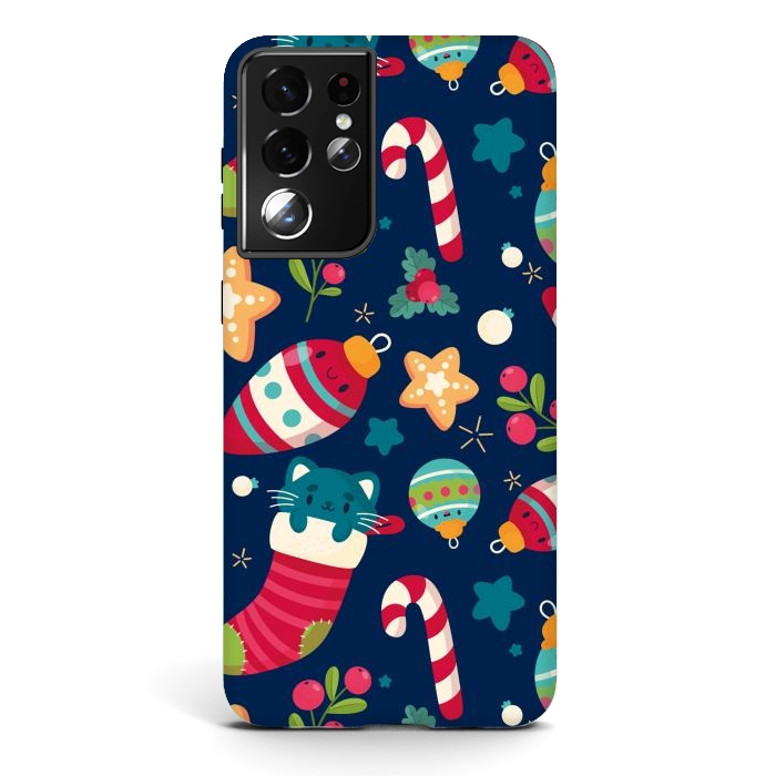 Galaxy S21 ultra StrongFit A Cat in Christmas by ArtsCase
