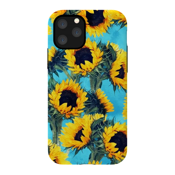 iPhone 11 Pro StrongFit Sunflowers & Sky by Uma Prabhakar Gokhale
