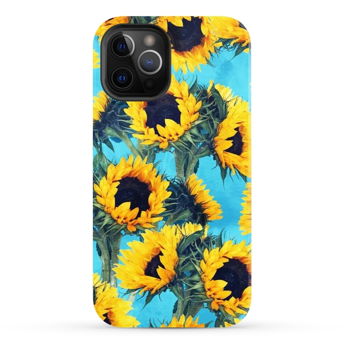 iPhone 12 Pro Max StrongFit Sunflowers & Sky by Uma Prabhakar Gokhale