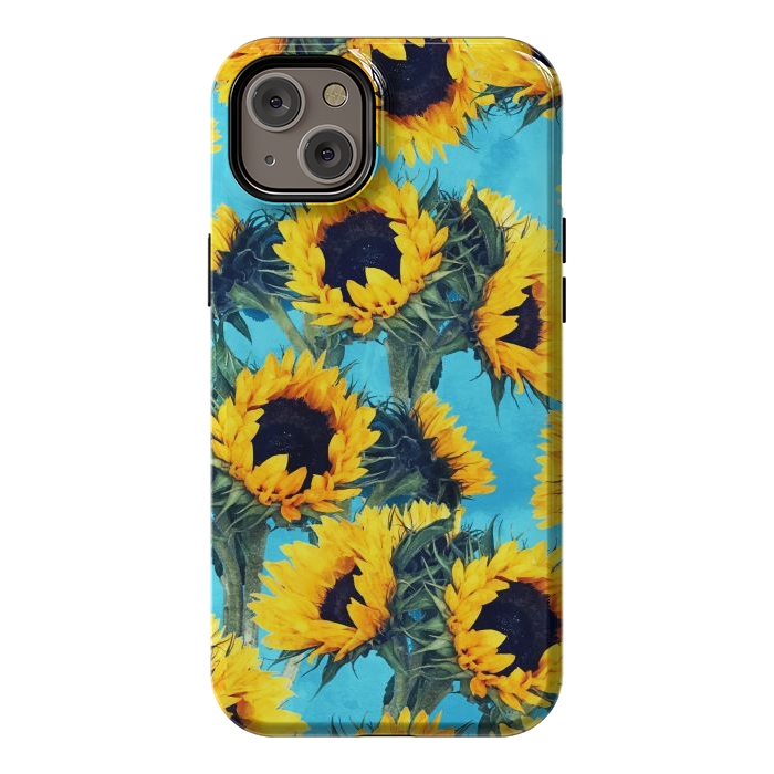 iPhone 14 Plus StrongFit Sunflowers & Sky by Uma Prabhakar Gokhale