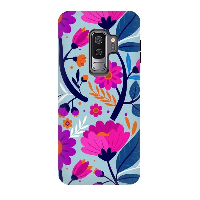 Galaxy S9 plus StrongFit Colorful Exotic Floral Pattern by ArtsCase
