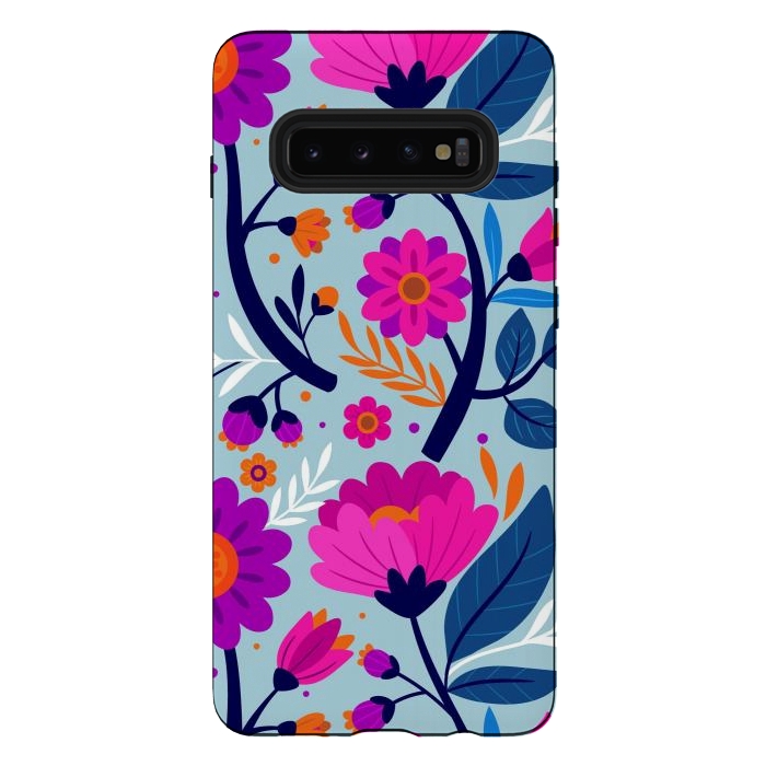 Galaxy S10 plus StrongFit Colorful Exotic Floral Pattern by ArtsCase