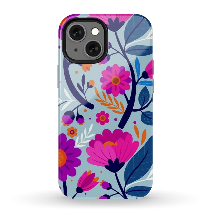 iPhone 13 mini StrongFit Colorful Exotic Floral Pattern by ArtsCase