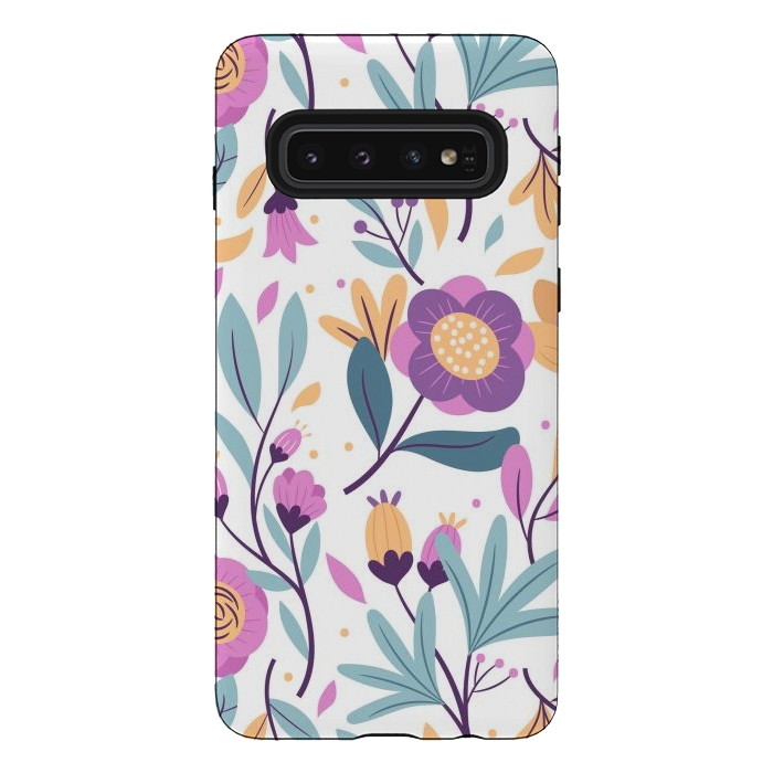 Galaxy S10 StrongFit Purple Floral Pattern 0 by ArtsCase