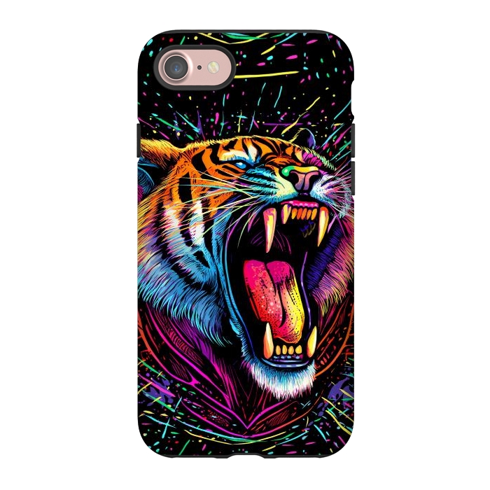 iPhone 7 StrongFit Bored Screaming Psychedelic Tiger by Alberto
