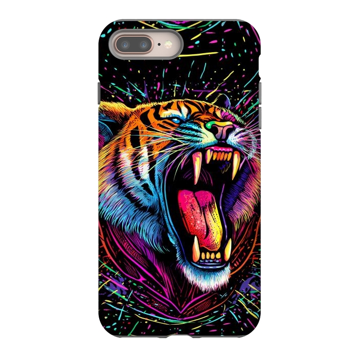 iPhone 7 plus StrongFit Bored Screaming Psychedelic Tiger by Alberto