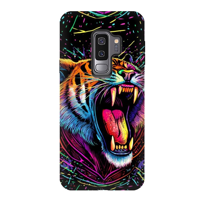 Galaxy S9 plus StrongFit Bored Screaming Psychedelic Tiger by Alberto