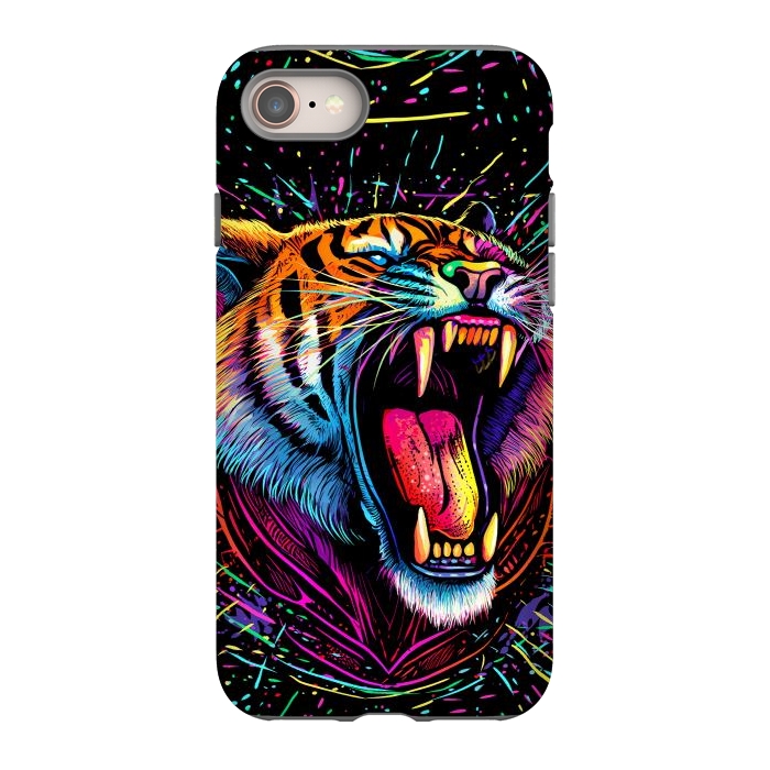 iPhone 8 StrongFit Bored Screaming Psychedelic Tiger by Alberto