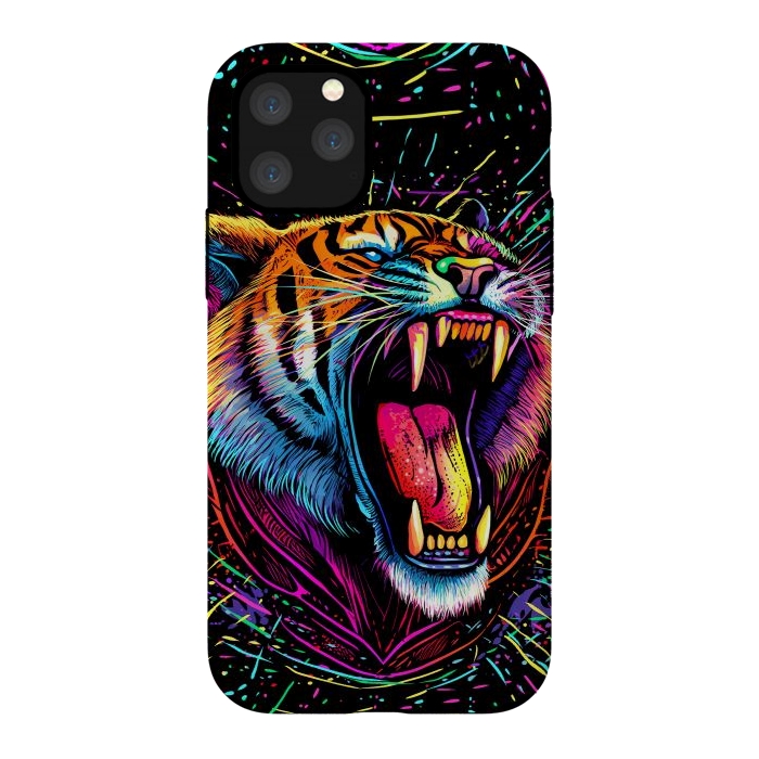 iPhone 11 Pro StrongFit Bored Screaming Psychedelic Tiger by Alberto