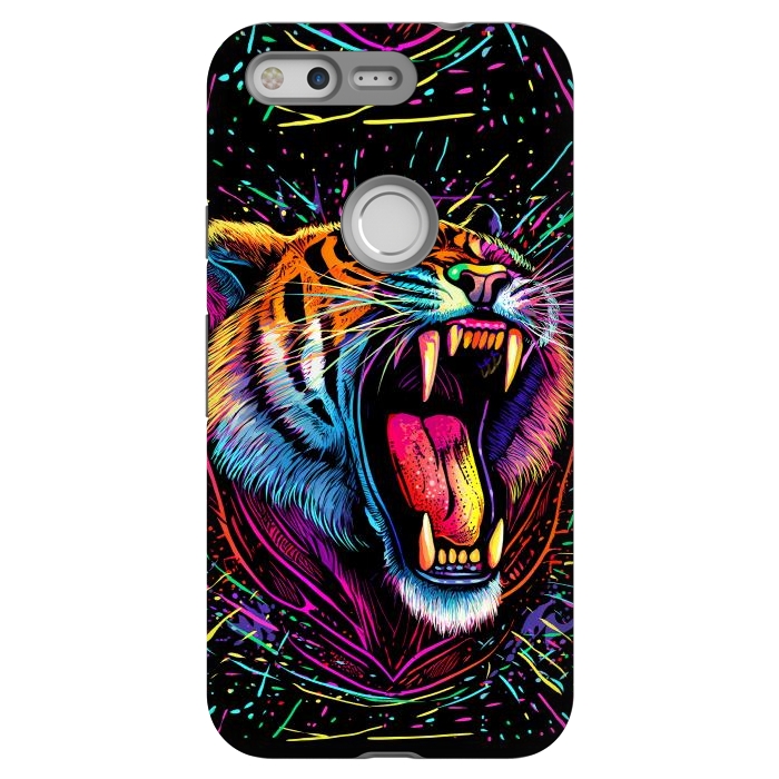 Pixel StrongFit Bored Screaming Psychedelic Tiger by Alberto
