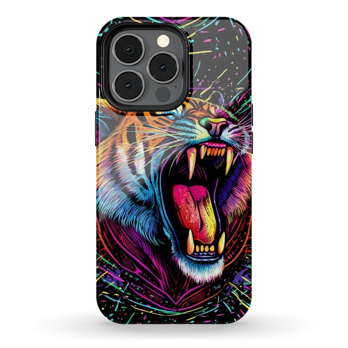iPhone 13 pro StrongFit Bored Screaming Psychedelic Tiger by Alberto