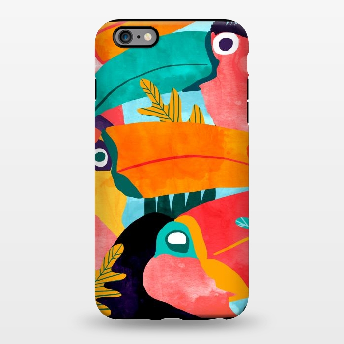 iPhone 6/6s plus StrongFit Toucan Flock | Watercolor Modern Bohemian Wildlife Jungle Birds Colorful Painting by Uma Prabhakar Gokhale