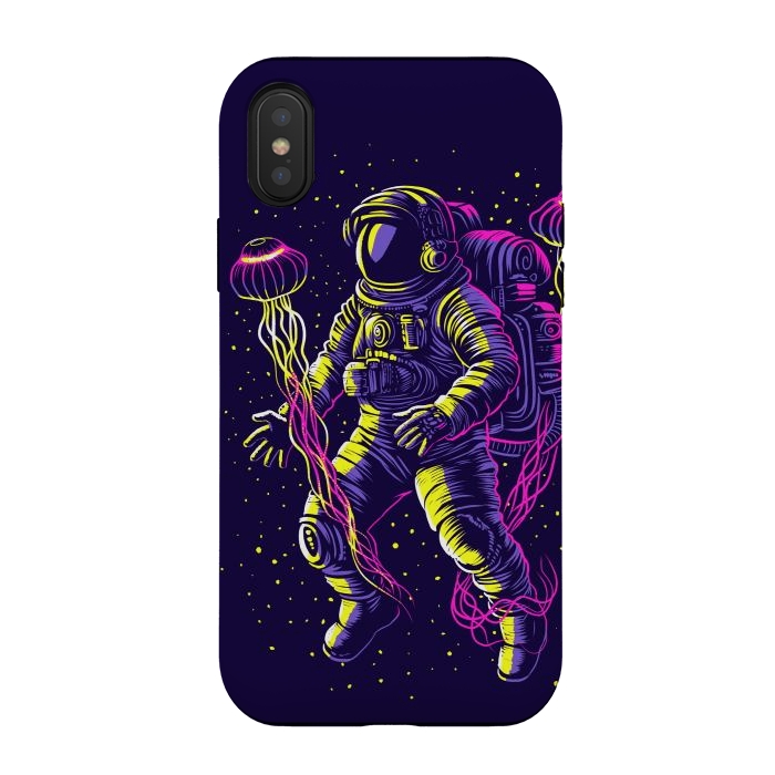 iPhone Xs / X StrongFit Astronaut with galactic jellyfish by Alberto
