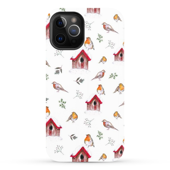 iPhone 12 Pro Max StrongFit Cute Winter Robins by Negin Mf