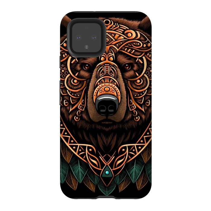 Pixel 4 StrongFit Bear grizzly tribal chief by Alberto