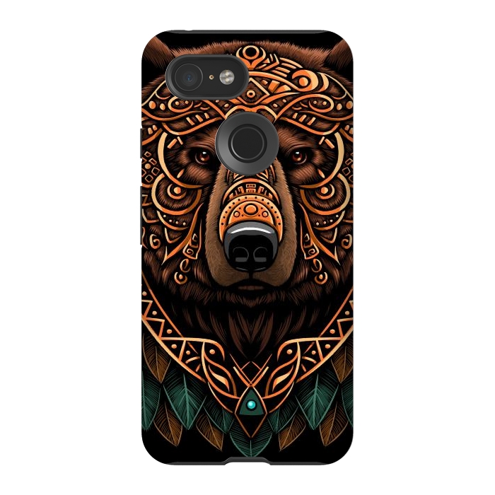 Pixel 3 StrongFit Bear grizzly tribal chief by Alberto