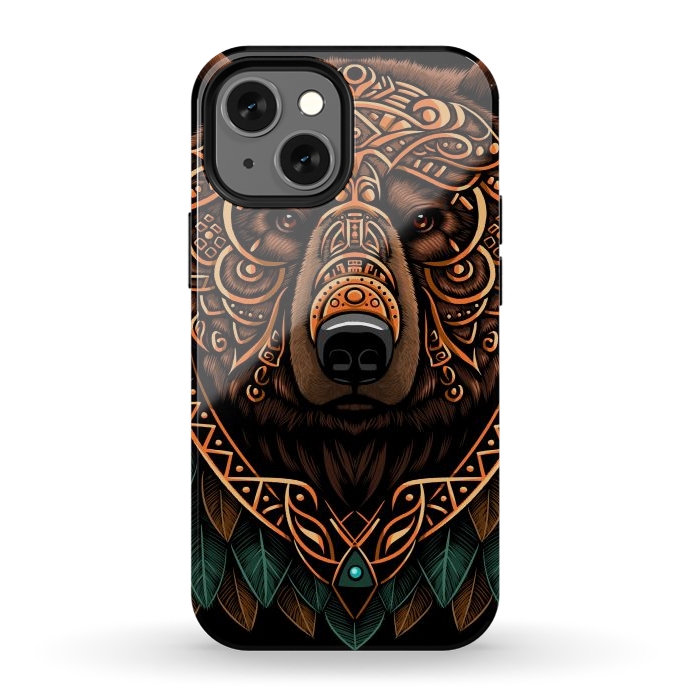 iPhone 13 mini StrongFit Bear grizzly tribal chief by Alberto