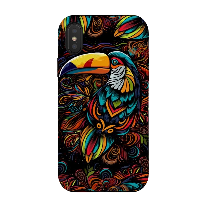 iPhone Xs / X StrongFit Tropical tribal toucan by Alberto