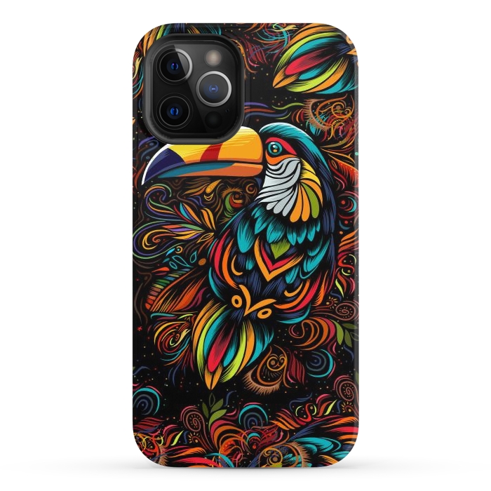 iPhone 12 Pro StrongFit Tropical tribal toucan by Alberto