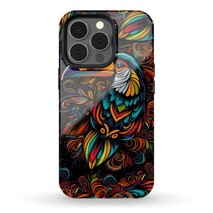 iPhone 13 pro StrongFit Tropical tribal toucan by Alberto